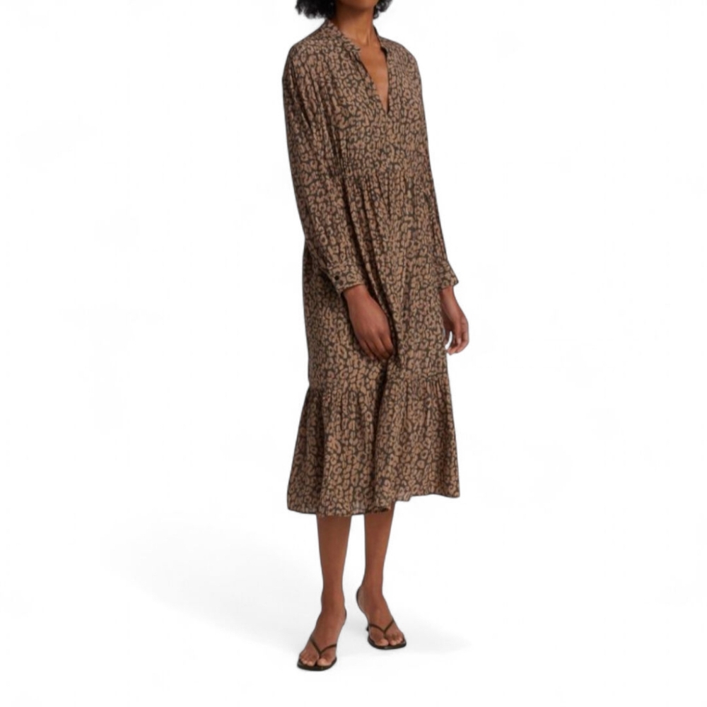 RAILS Maple Dress Batik Cheetah Leopard Print Tiered Boho Midi Button Front XXS‎ - Picture 15 of 15